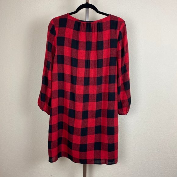Madewell Signal Tunic Dress in Buffalo Check Red - Picture 4 of 6